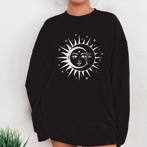 Sun moon graphic sweater, moon sweatshirt, mystical sweatshirt, sun top